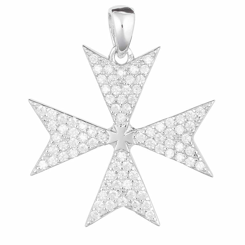 925 Silver Maltese Cross Full CZ's 19mm