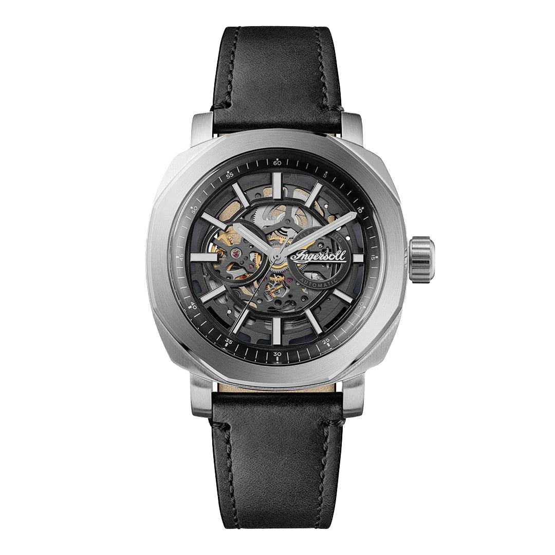 Ingersoll The Outrider 44mm Skeleton Dial Black Leather Strap Watch