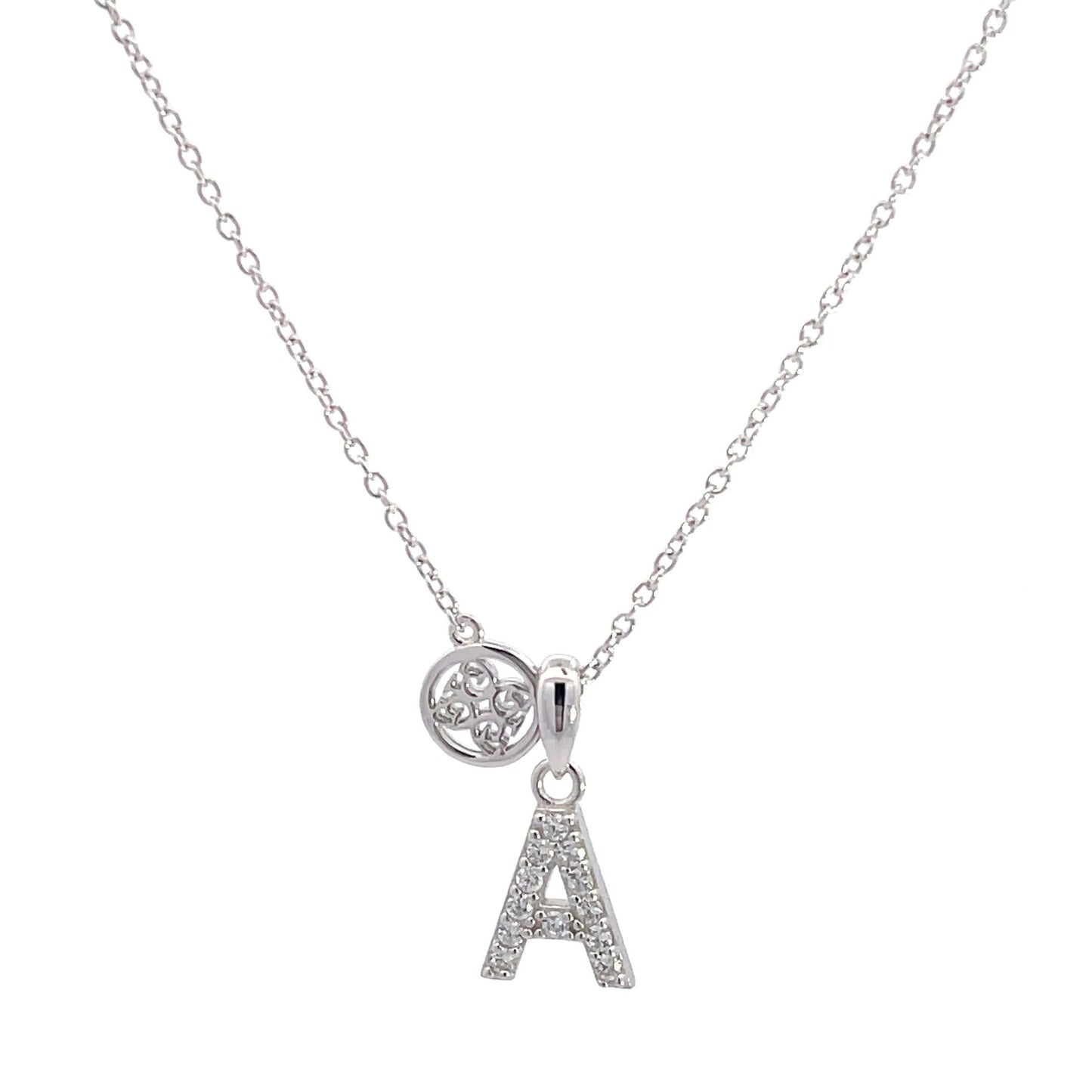 LUXURY LETTERS A INITIAL PENDANT SILVER