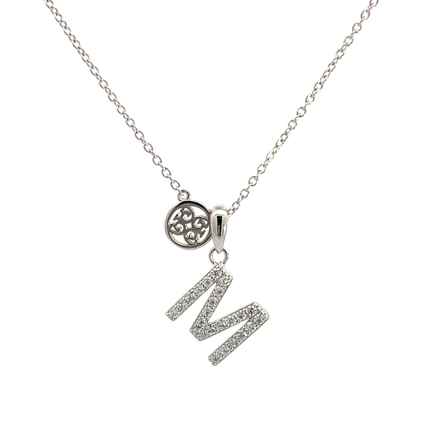 LUXURY LETTERS M INITIAL PENDANT SILVER