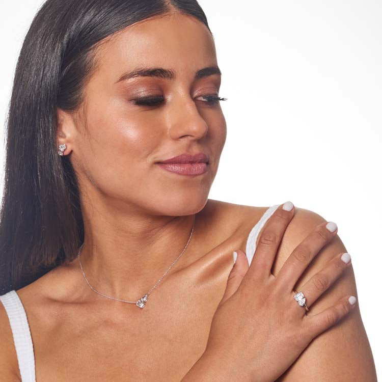 Toi Et Moi 2.2ct Lab Grown Diamond Necklace in 18K White Gold