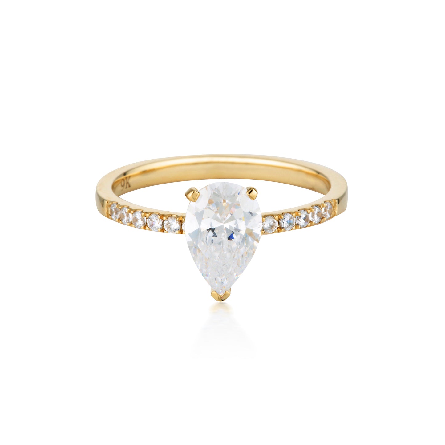 Georgini Gold Pear Cut and Round Brilliant 1.5tcw Engagement Ring in 9ct Yellow Gold