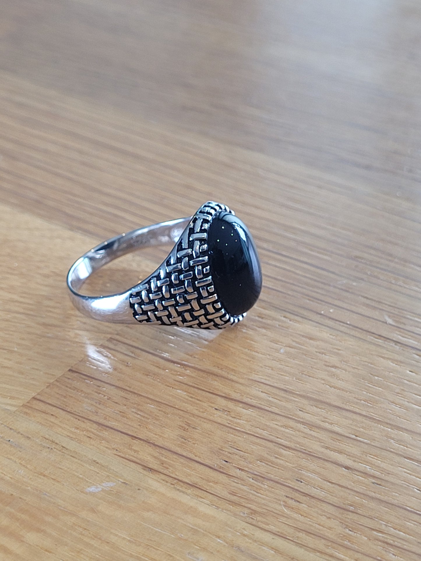 925 Black Agate Dress Ring