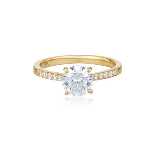 Georgini Gold Round Brilliant Cut 1.25tcw Moissanite Engagement Ring in 9ct Yellow Gold