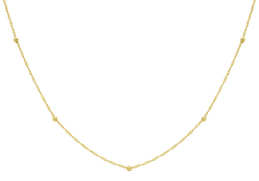 9K Yellow Gold Solid Ball Twist Necklace 45cm