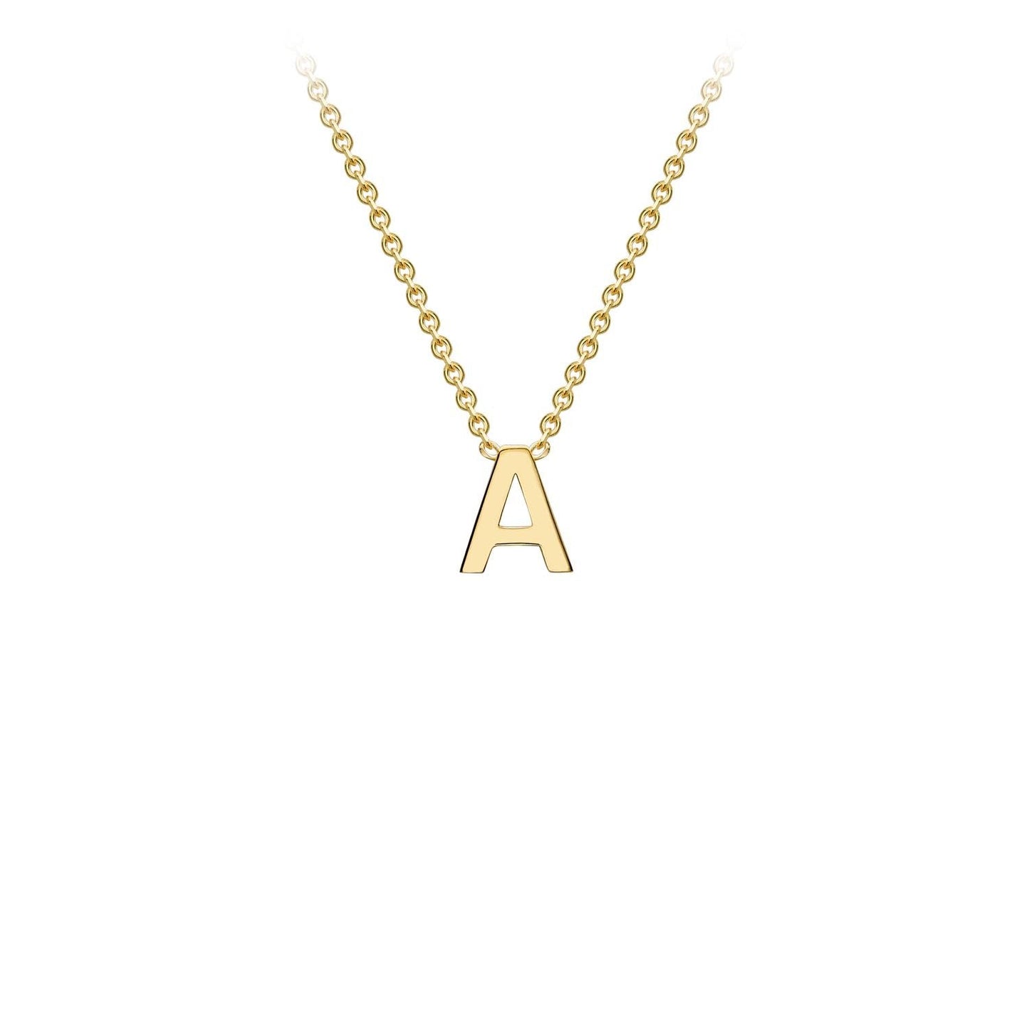 9K Yellow Gold 'A' Initial Adjustable Letter Necklace 38/43cm