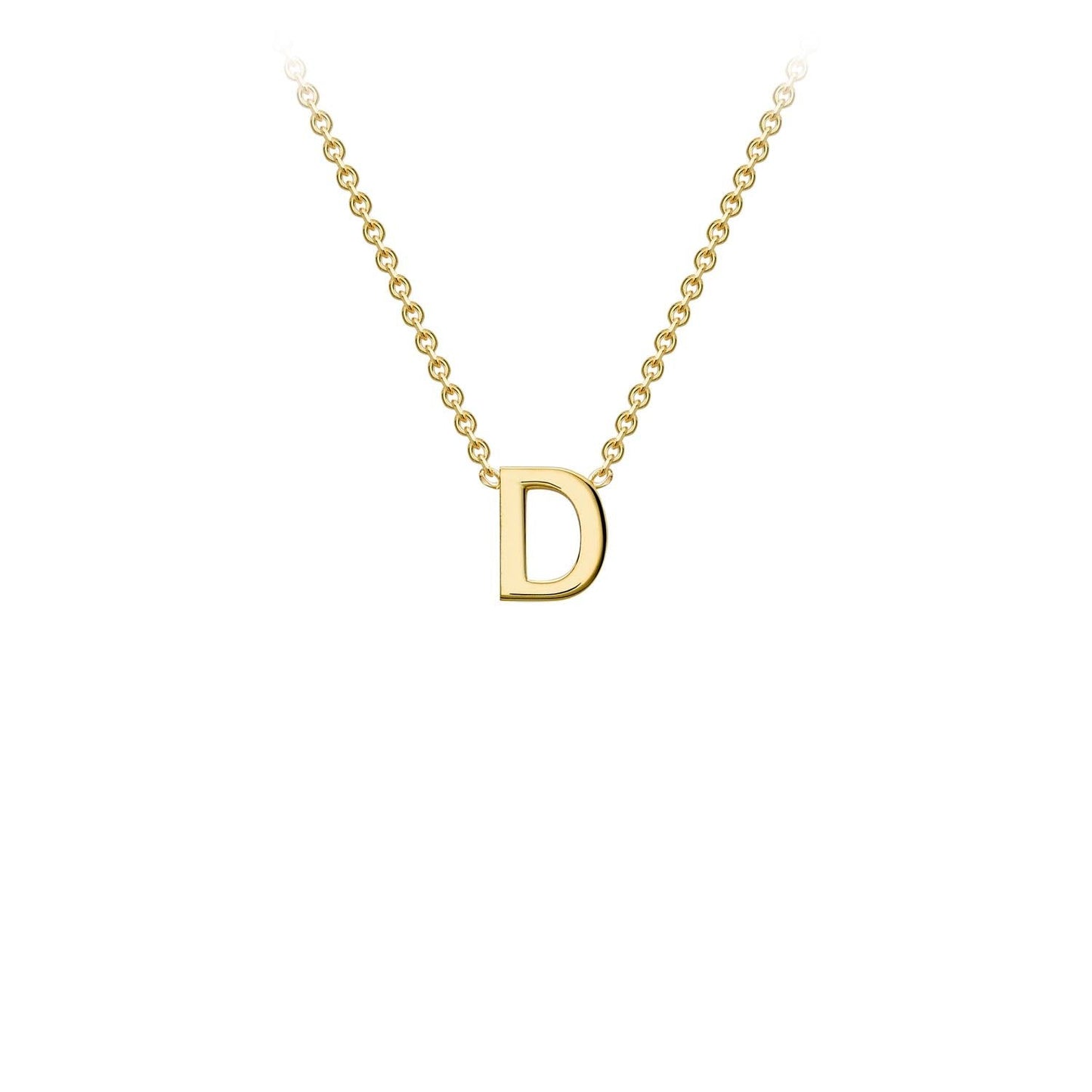 9K Yellow Gold 'D' Initial Adjustable Letter Necklace 38/43cm