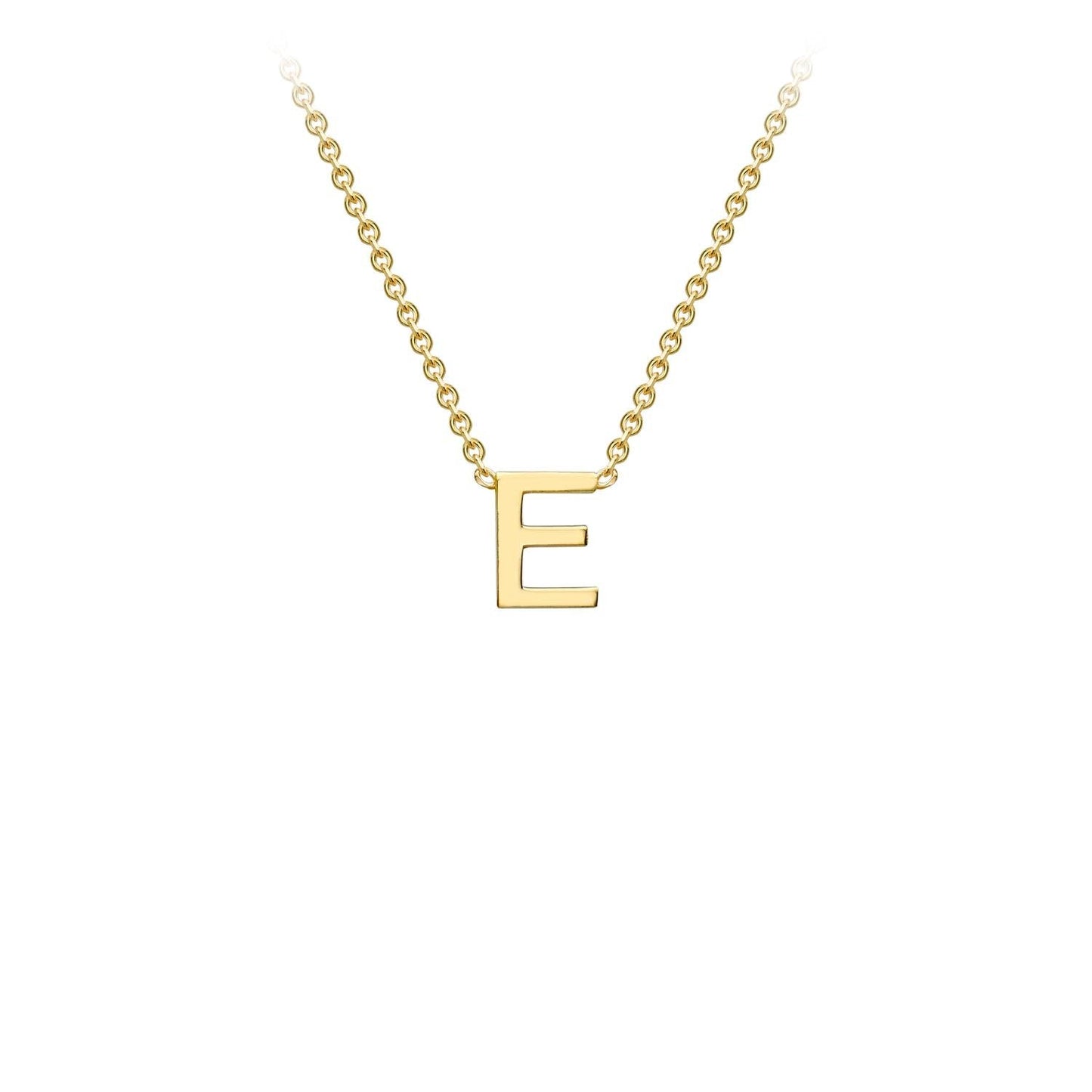 9K Yellow Gold 'E' Initial Adjustable Letter Necklace 38/43cm