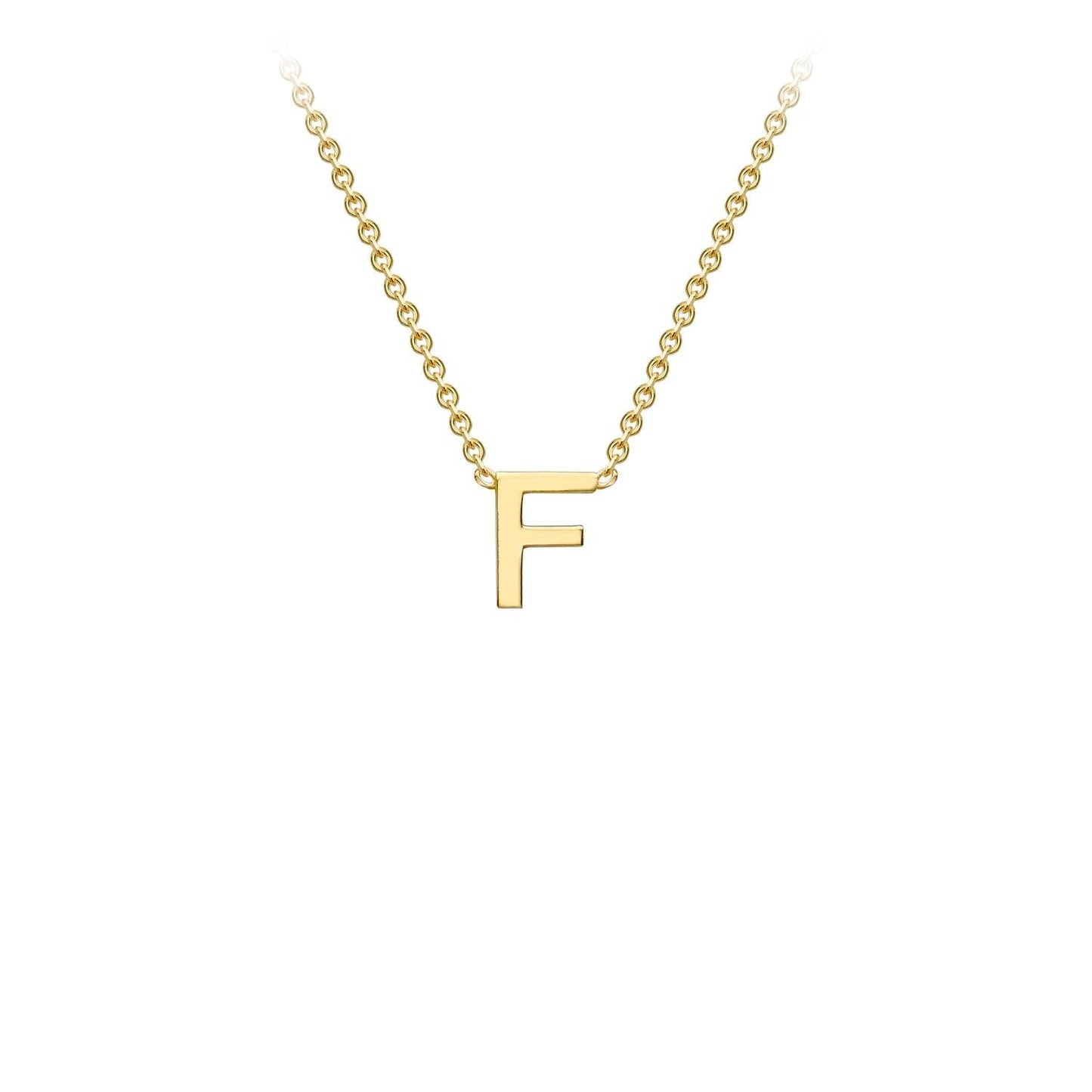 9K Yellow Gold 'F' Initial Adjustable Letter Necklace 38/43cm