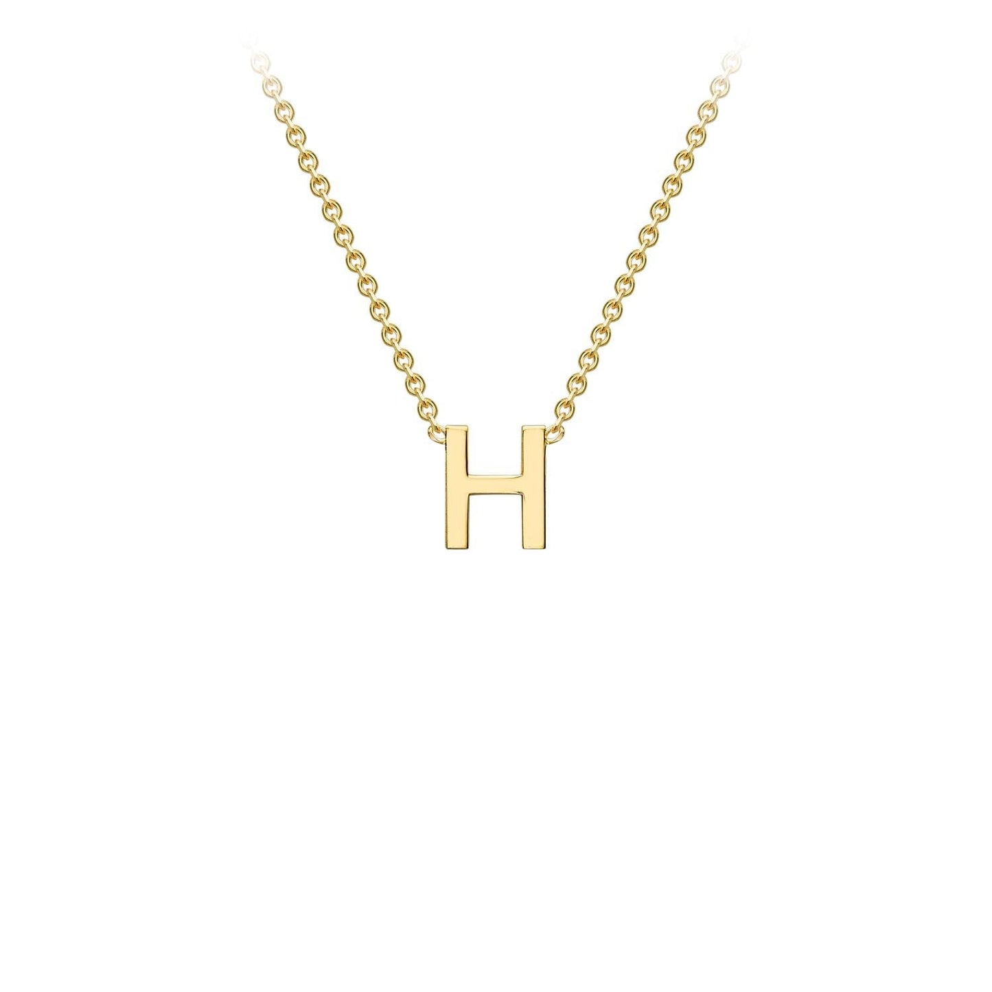 9K Yellow Gold 'H' Initial Adjustable Letter Necklace 38/43cm