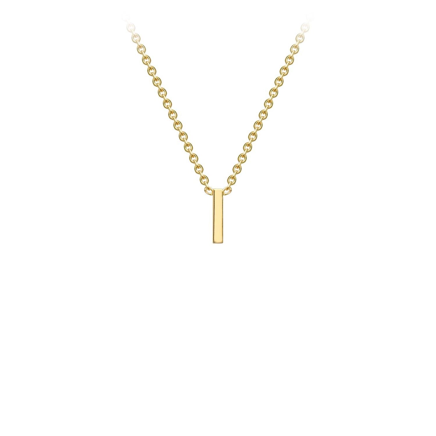 9K Yellow Gold 'I' Initial Adjustable Letter Necklace 38/43cm