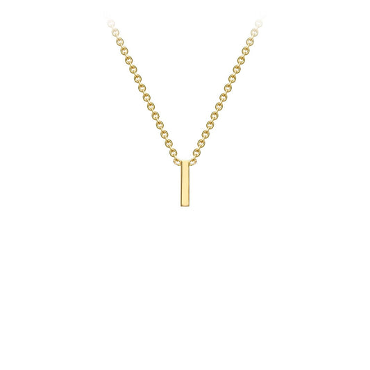 9K Yellow Gold 'I' Initial Adjustable Letter Necklace 38/43cm