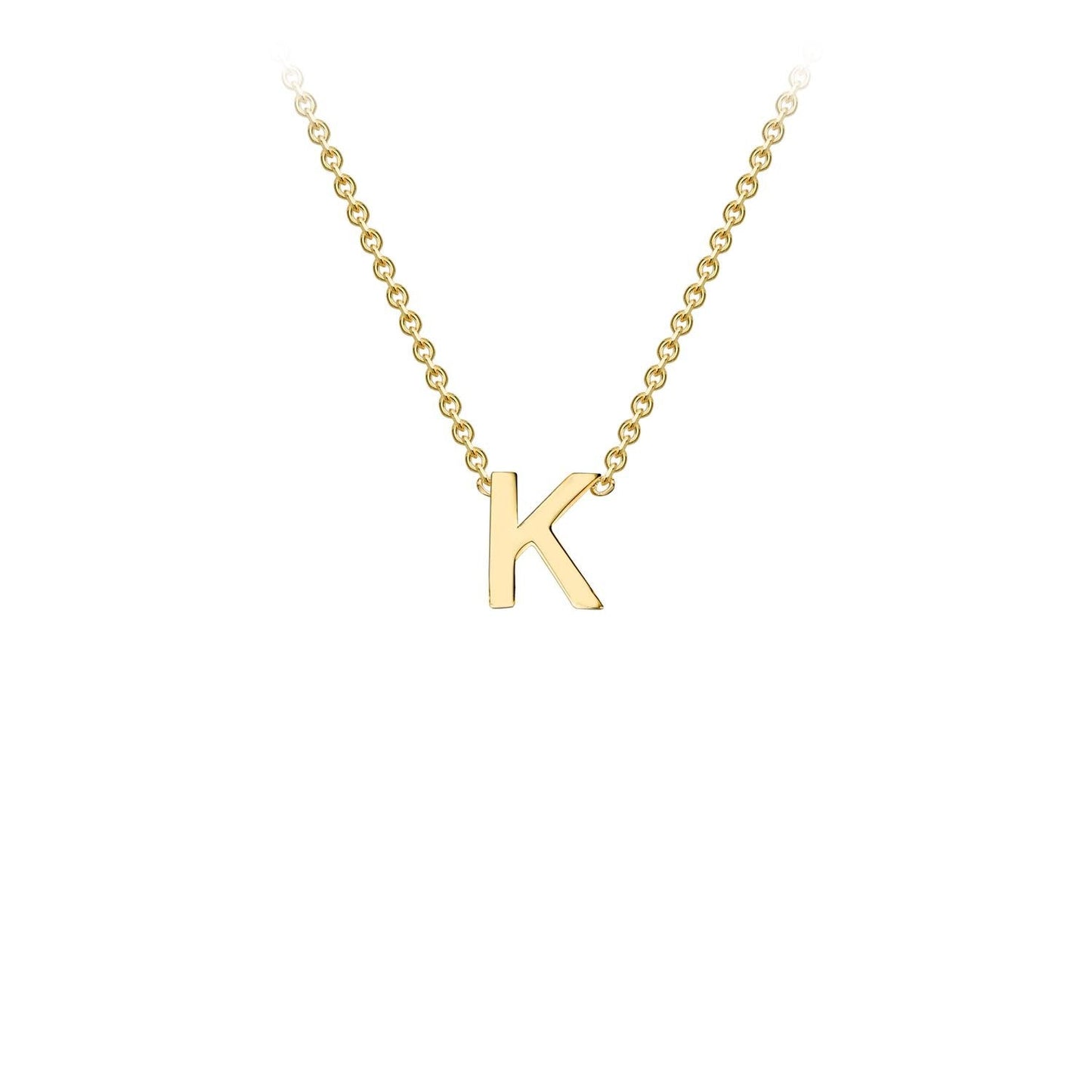 9K Yellow Gold 'K' Initial Adjustable Letter Necklace 38/43cm