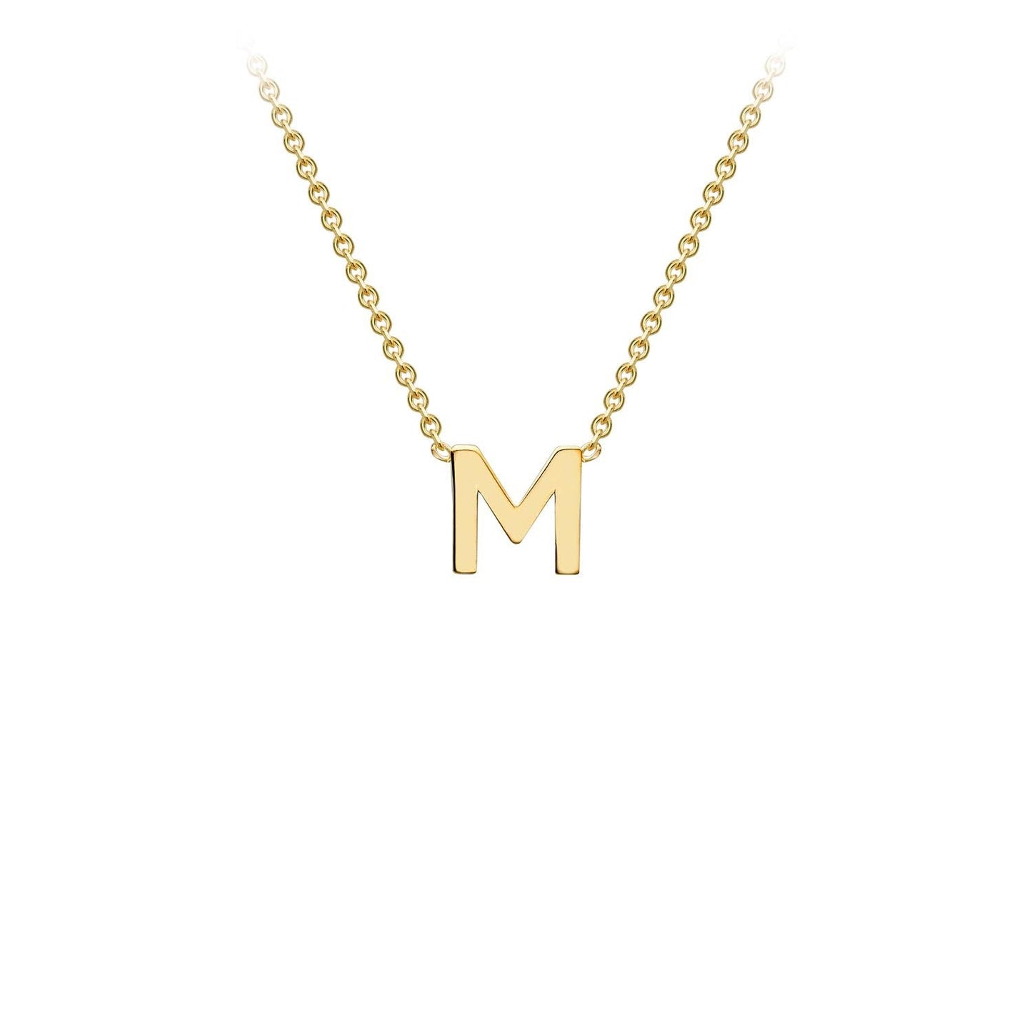 9K Yellow Gold 'M' Initial Adjustable Letter Necklace 38/43cm