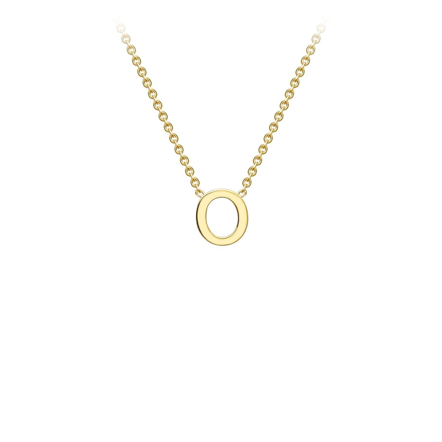 9K Yellow Gold 'O' Initial Adjustable Letter Necklace 38/43cm