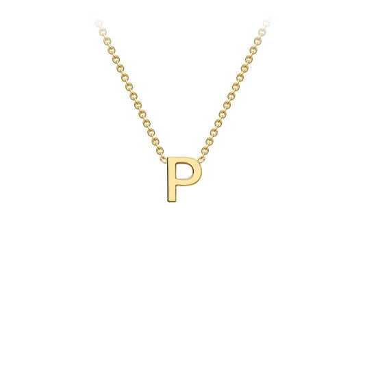 9K Yellow Gold 'P' Initial Adjustable Letter Necklace 38/43cm