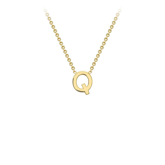 9K Yellow Gold 'Q' Initial Adjustable Letter Necklace 38/43cm