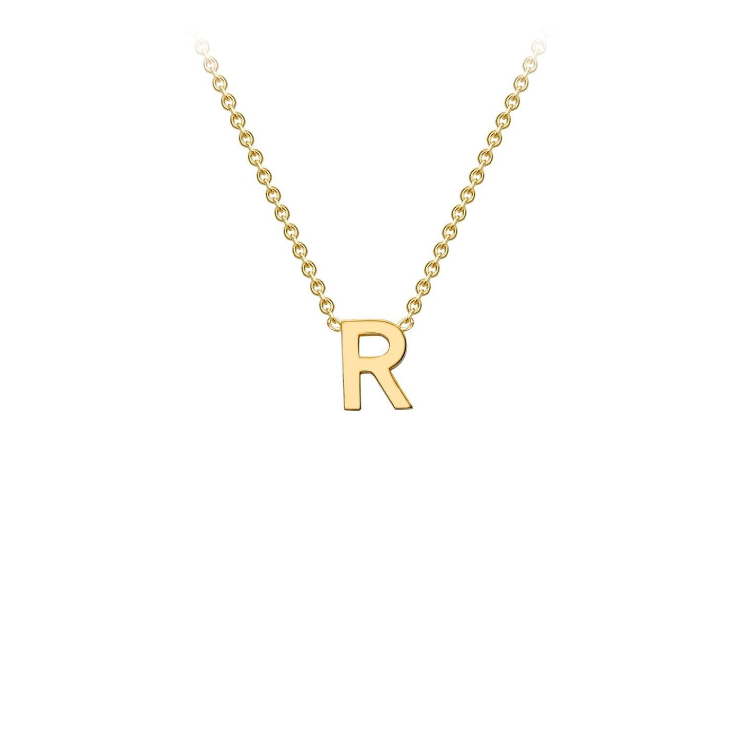 9K Yellow Gold 'R' Initial Adjustable Letter Necklace 38/43cm