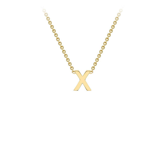 9K Yellow Gold 'X' Initial Adjustable Letter Necklace 38/43cm