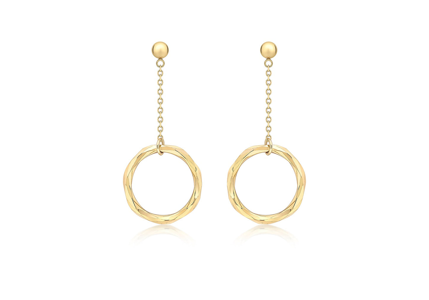 9K Yellow Gold Diamond Cut Ring & Drop Earrings