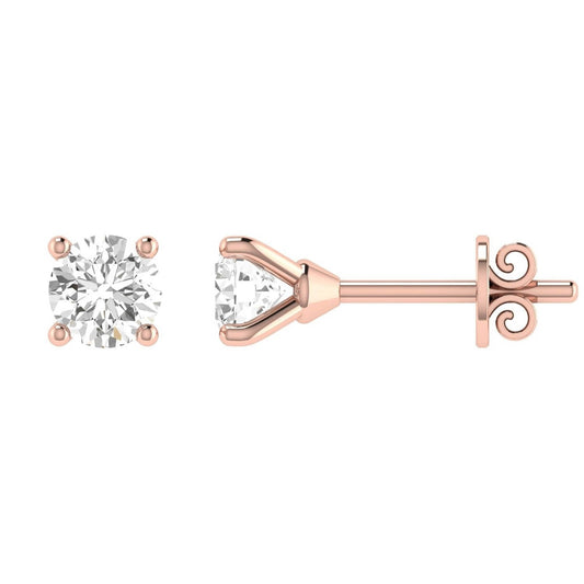 Diamond Stud Earrings with 0.75ct Diamonds in 18K Rose Gold - 18RCE75