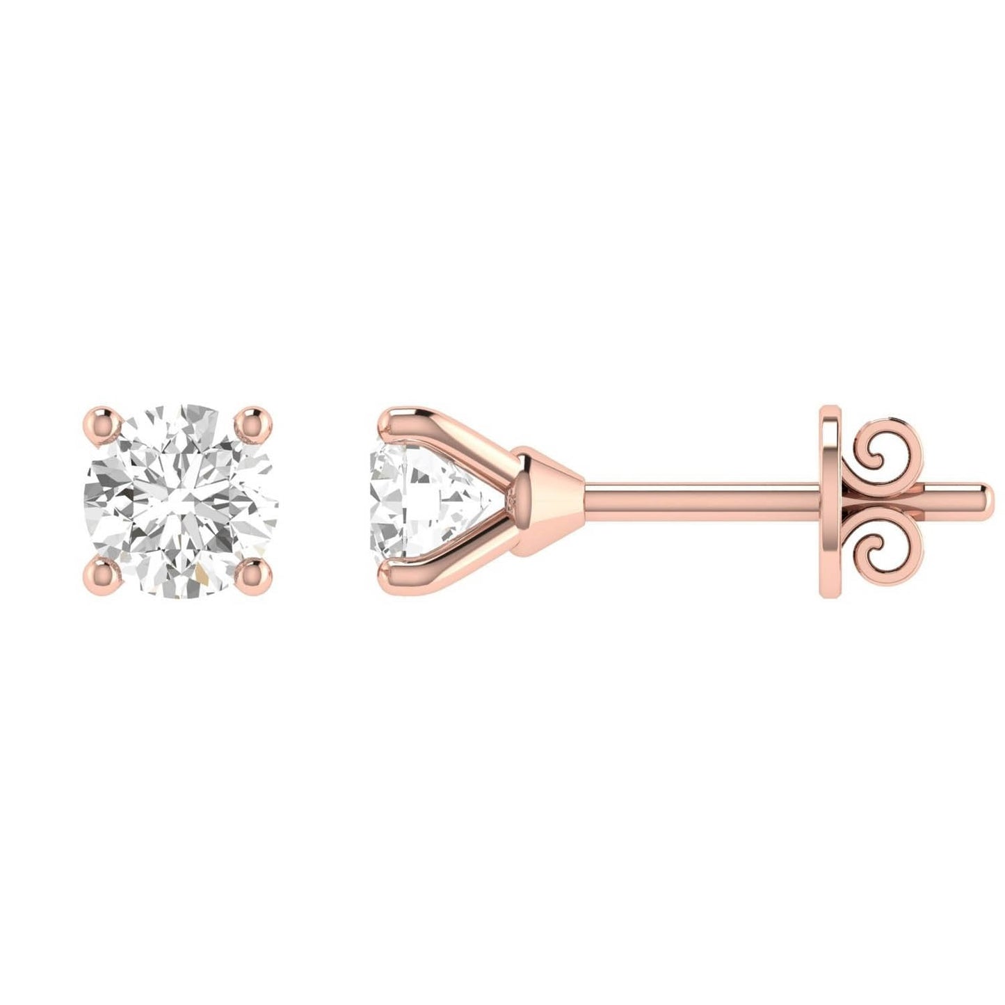 Diamond Stud Earrings with 0.90ct Diamonds in 18K Rose Gold - 18RCE90