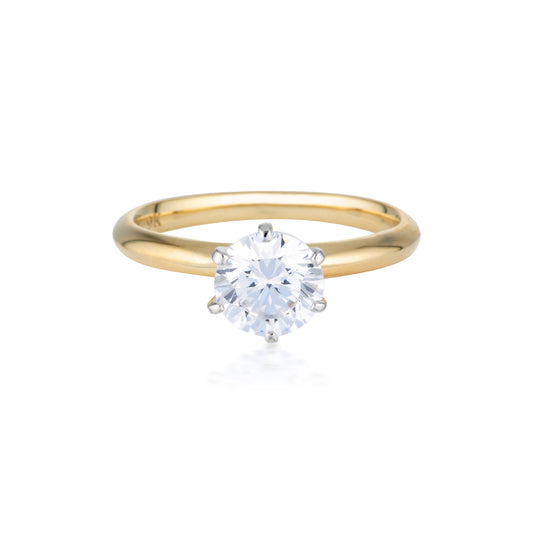 Georgini Gold Round Brilliant Cut 1.25tcw Moissanite Solitaire with Knife Edge Band in Yellow Gold