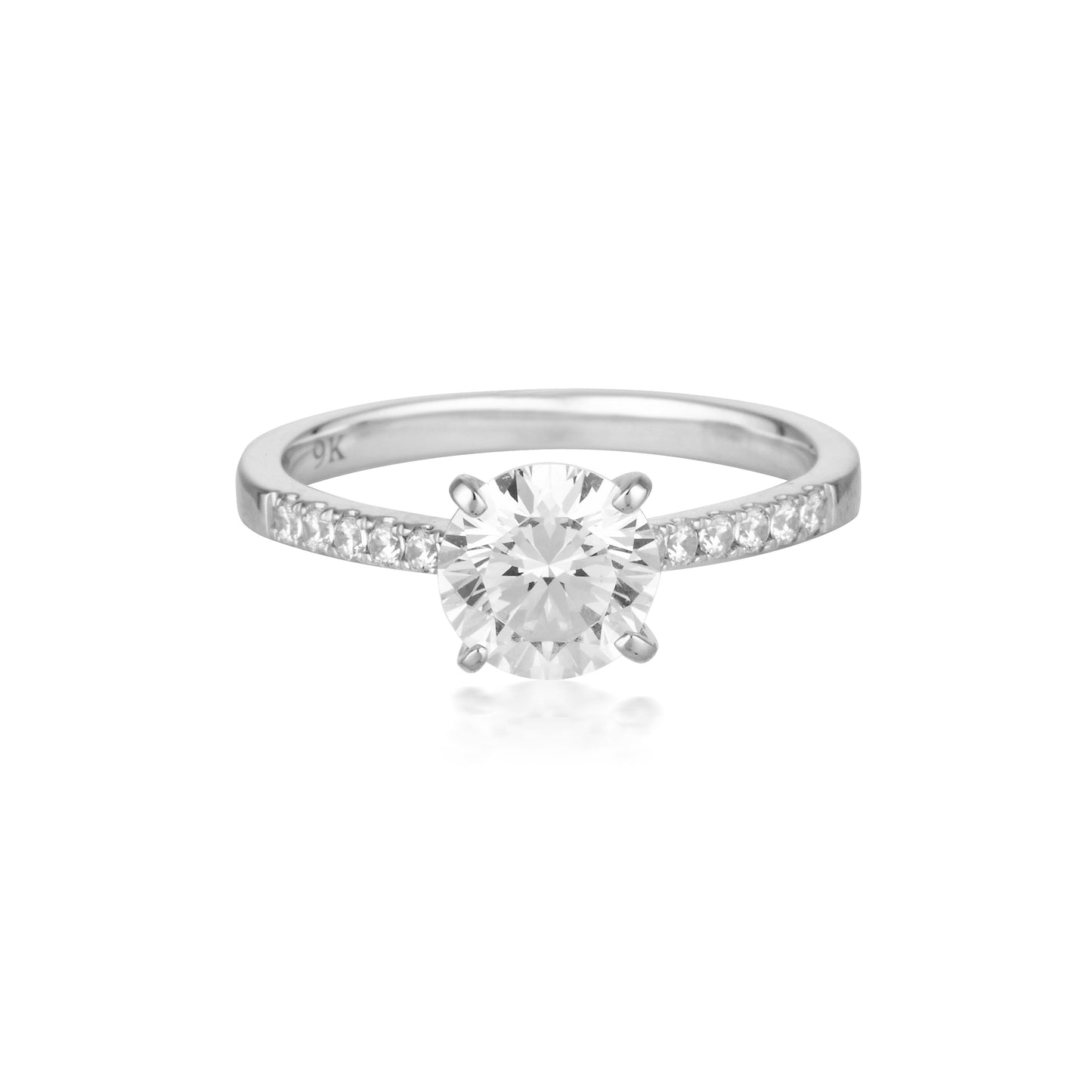Georgini Gold Round Brilliant Cut 1.25tcw Moissanite Engagement Ring in 9ct White Gold