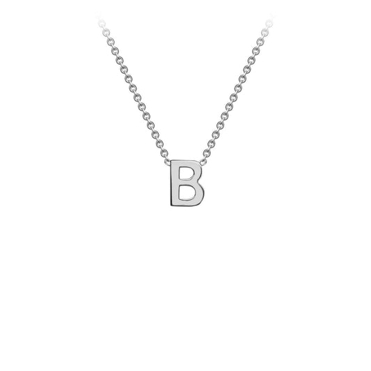 9K White Gold 'B' Initial Adjustable Letter Necklace 38/43cm