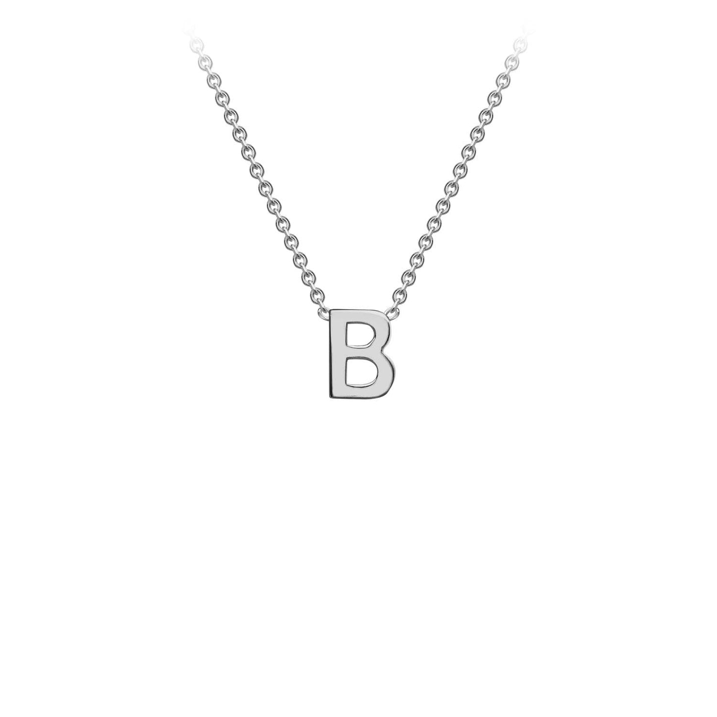 9K White Gold 'B' Initial Adjustable Letter Necklace 38/43cm