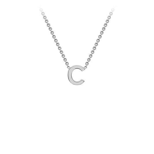 9K White Gold 'C' Initial Adjustable Letter Necklace 38/43cm