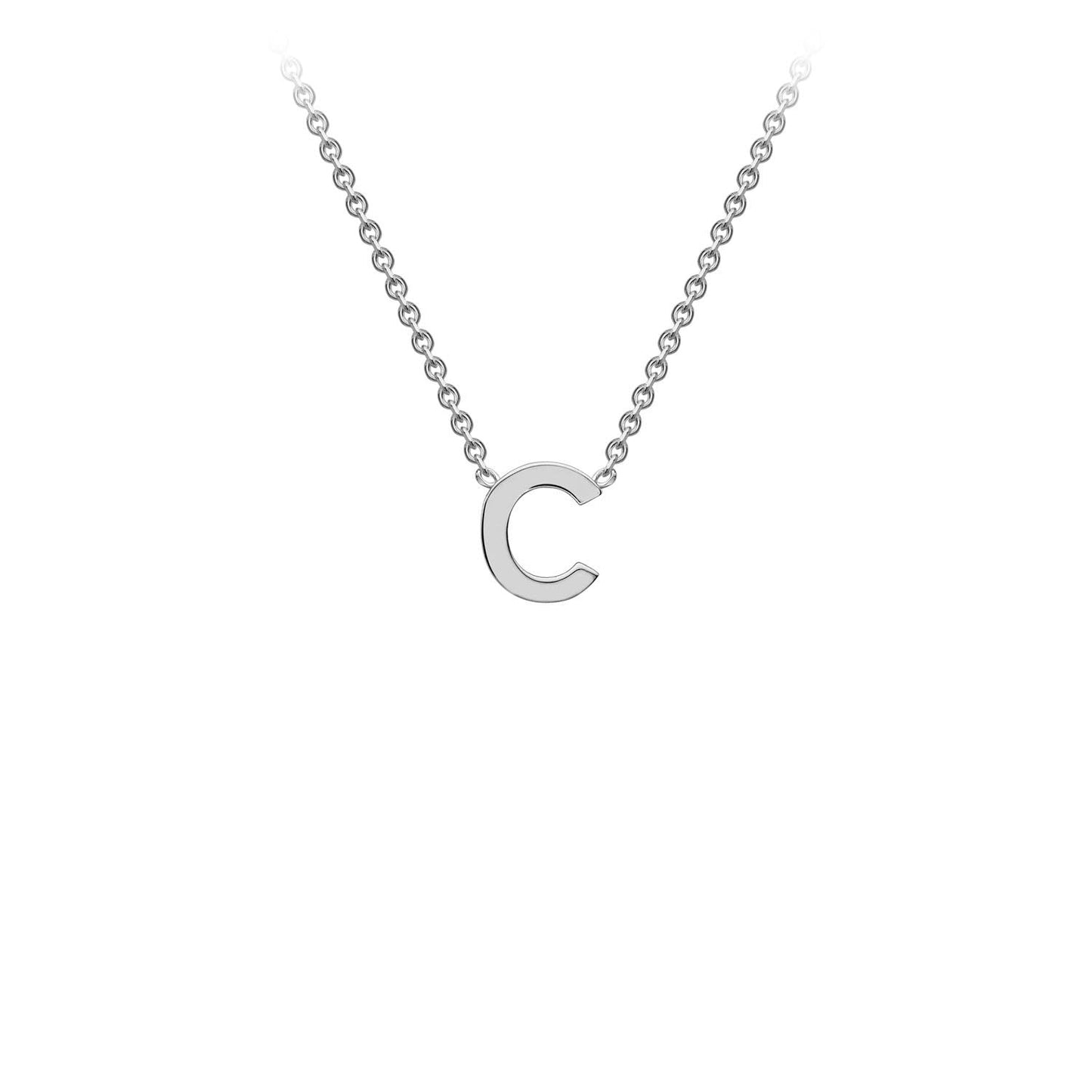 9K White Gold 'C' Initial Adjustable Letter Necklace 38/43cm