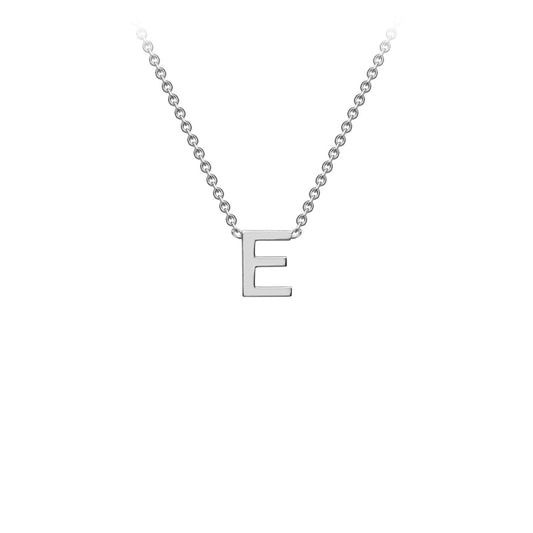 9K White Gold 'E' Initial Adjustable Letter Necklace 38/43cm