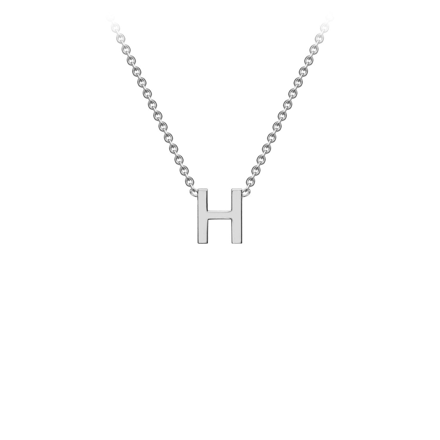 9K White Gold 'H' Initial Adjustable Letter Necklace 38/43cm