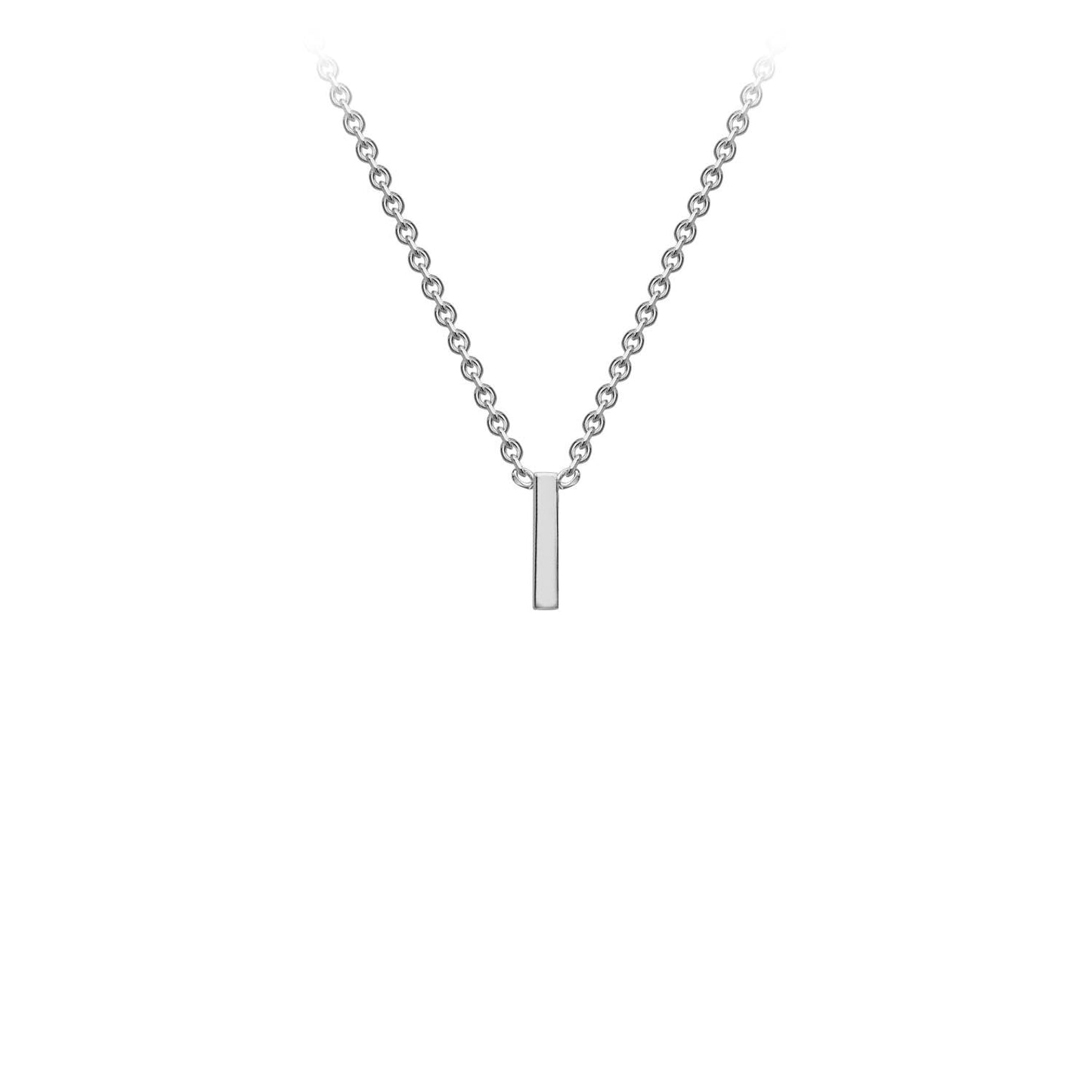 9K White Gold 'I' Initial Adjustable Letter Necklace 38/43cm