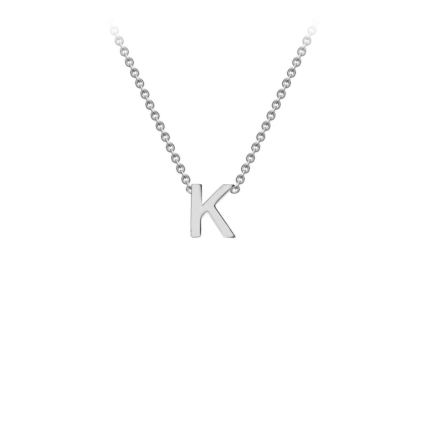 9K White Gold 'K' Initial Adjustable Letter Necklace 38/43cm