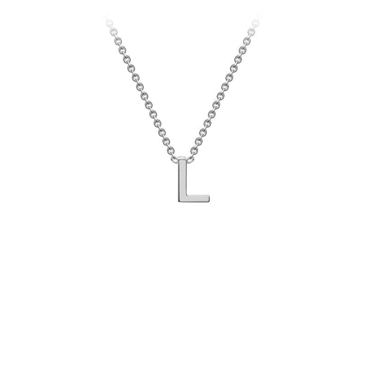 9K White Gold 'L' Initial Adjustable Letter Necklace 38/43cm