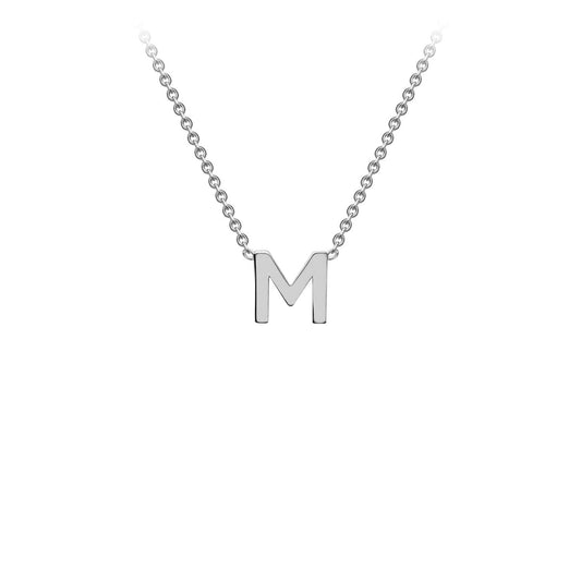 9K White Gold 'M' Initial Adjustable Letter Necklace 38/43cm