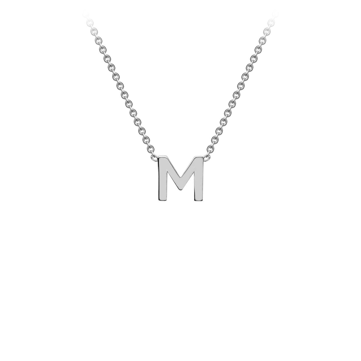 9K White Gold 'M' Initial Adjustable Letter Necklace 38/43cm