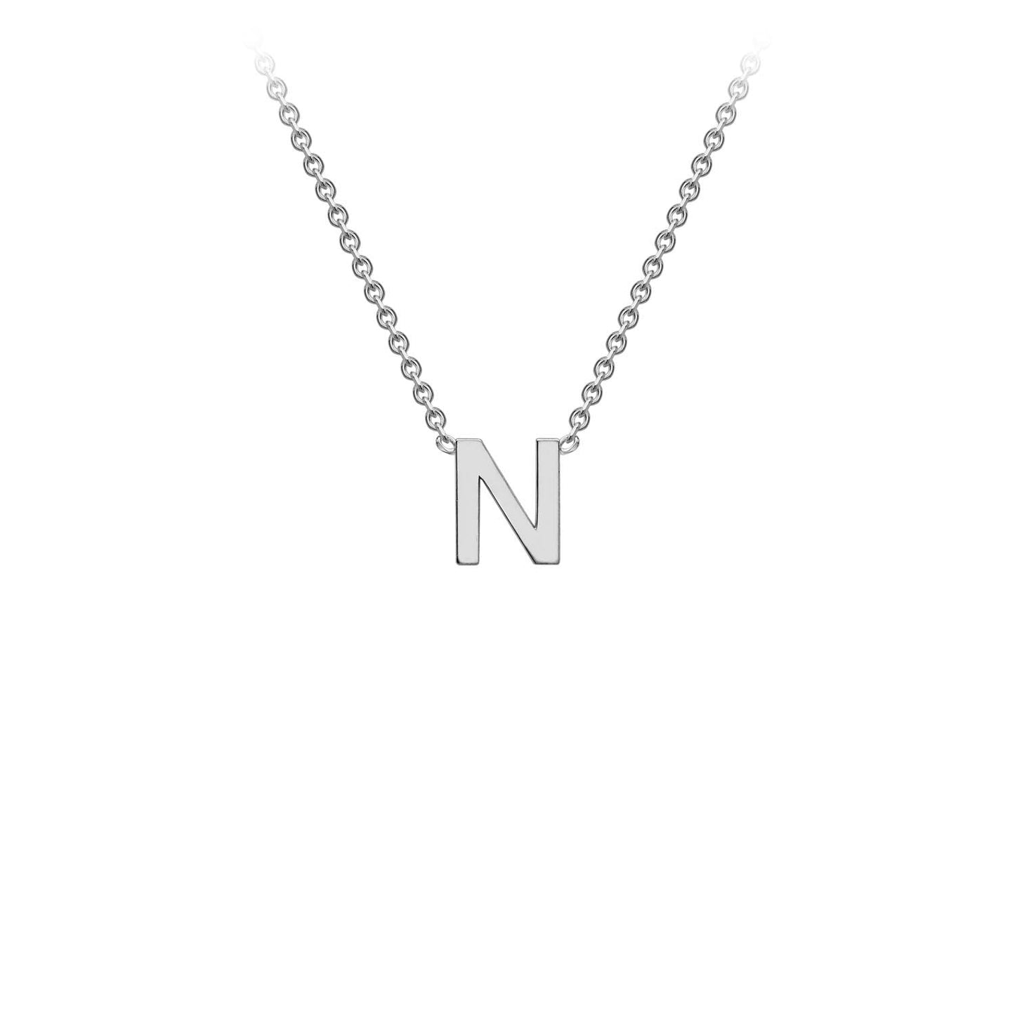 9K White Gold 'N' Initial Adjustable Letter Necklace 38/43cm