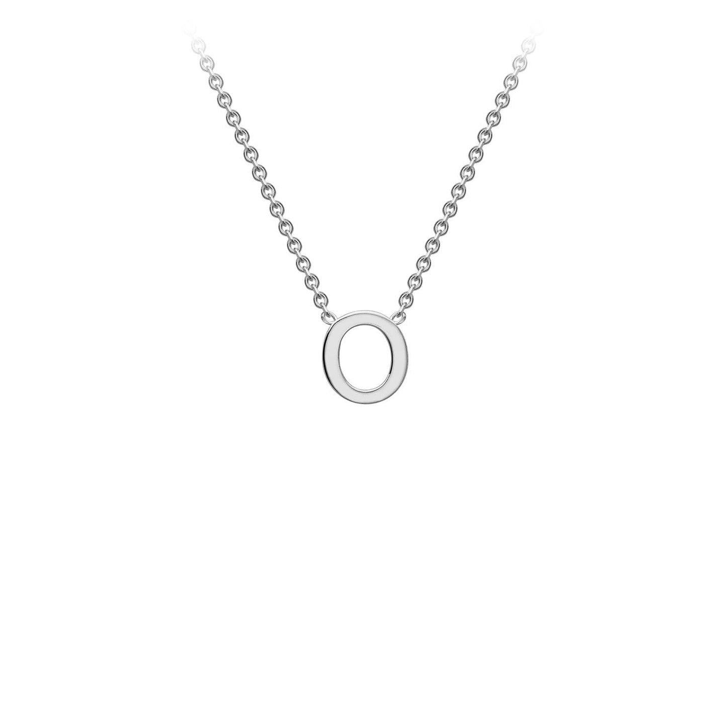 9K White Gold 'O' Initial Adjustable Letter Necklace 38/43cm