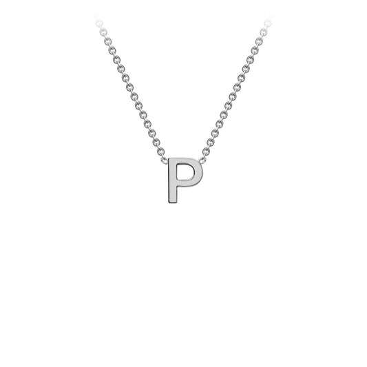 9K White Gold 'P' Initial Adjustable Letter Necklace 38/43cm