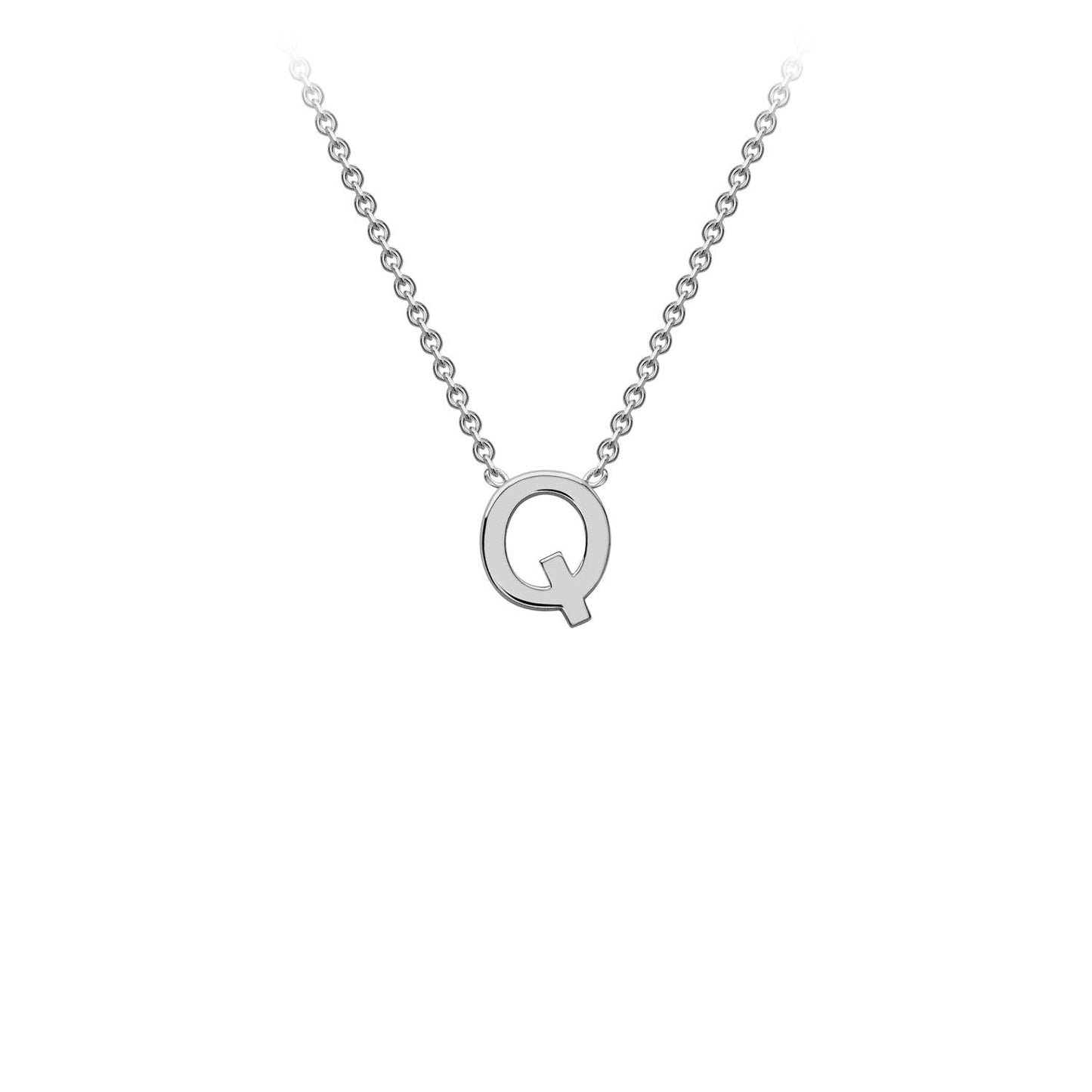 9K White Gold 'Q' Initial Adjustable Letter Necklace 38/43cm