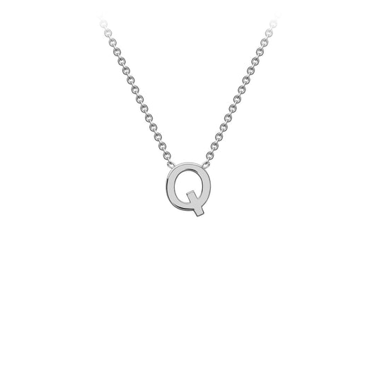 9K White Gold 'Q' Initial Adjustable Letter Necklace 38/43cm