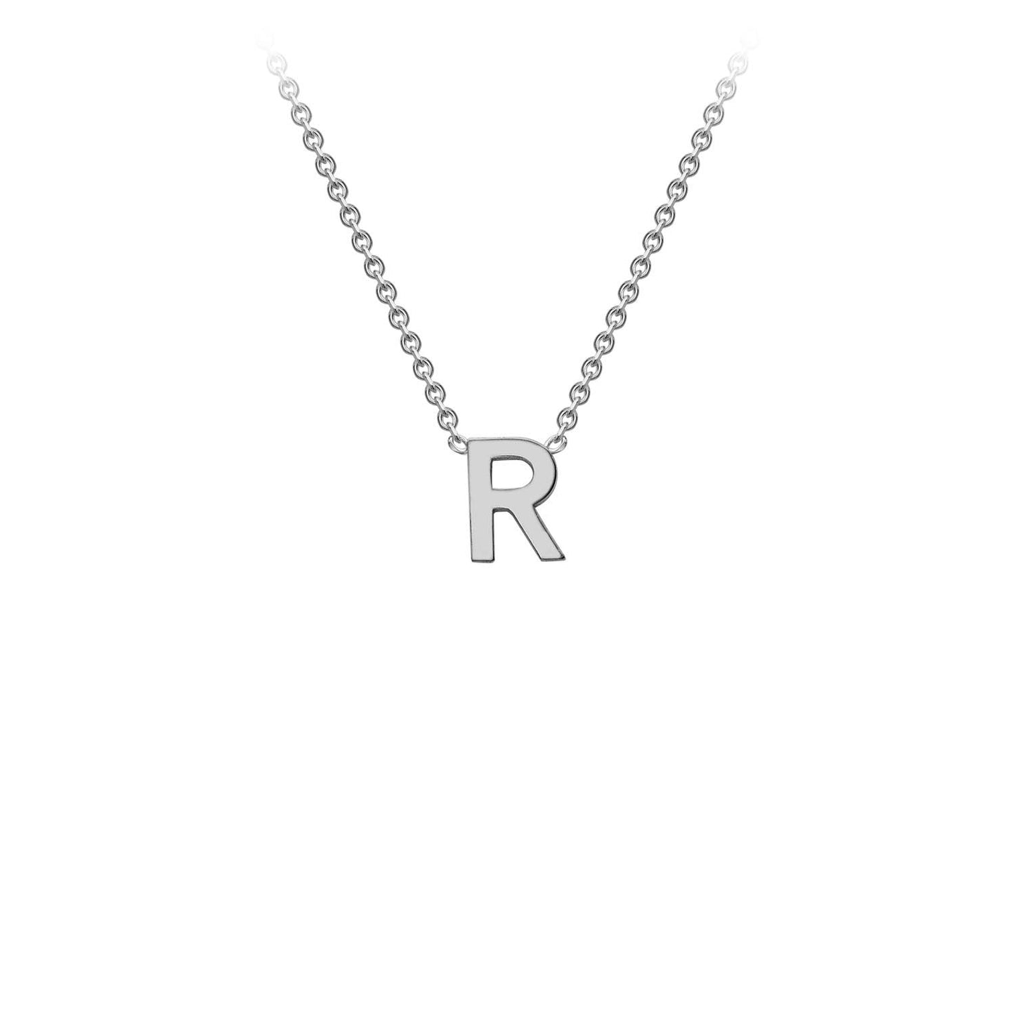 9K White Gold 'R' Initial Adjustable Letter Necklace 38/43cm