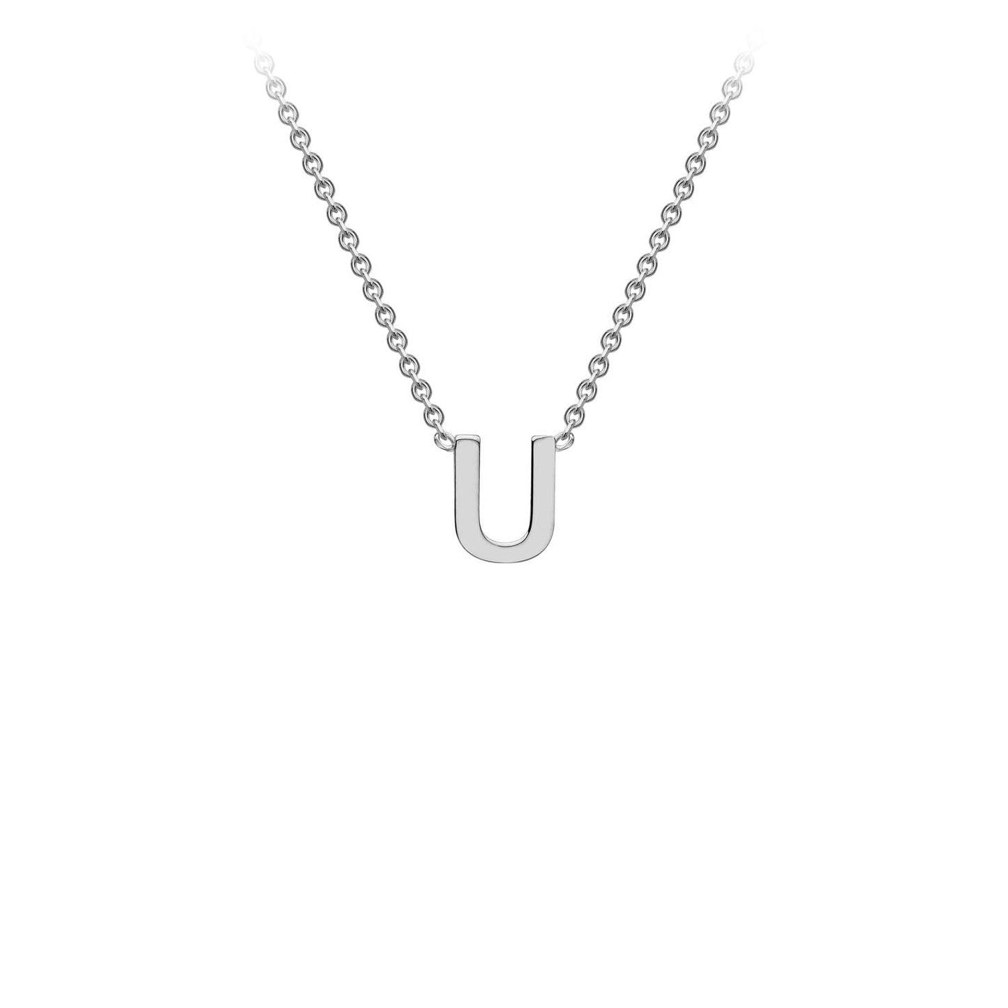 9K White Gold 'U' Initial Adjustable Letter Necklace 38/43cm