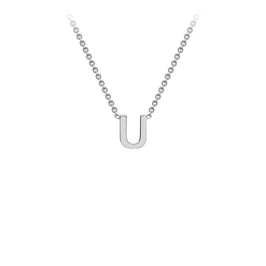 9K White Gold 'U' Initial Adjustable Letter Necklace 38/43cm