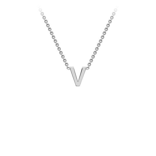 9K White Gold 'V' Initial Adjustable Letter Necklace 38/43cm