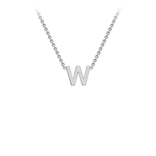 9K White Gold 'W' Initial Adjustable Letter Necklace 38/43cm