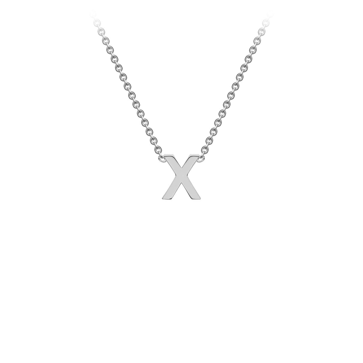 9K White Gold 'X' Initial Adjustable Letter Necklace 38/43cm